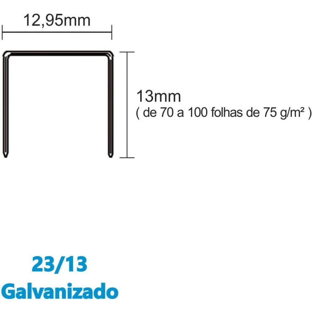 Grampo Para Grampeador 23/13 Galvanizado 1000 Grampos Bacchi (Caixa) - imagem 4