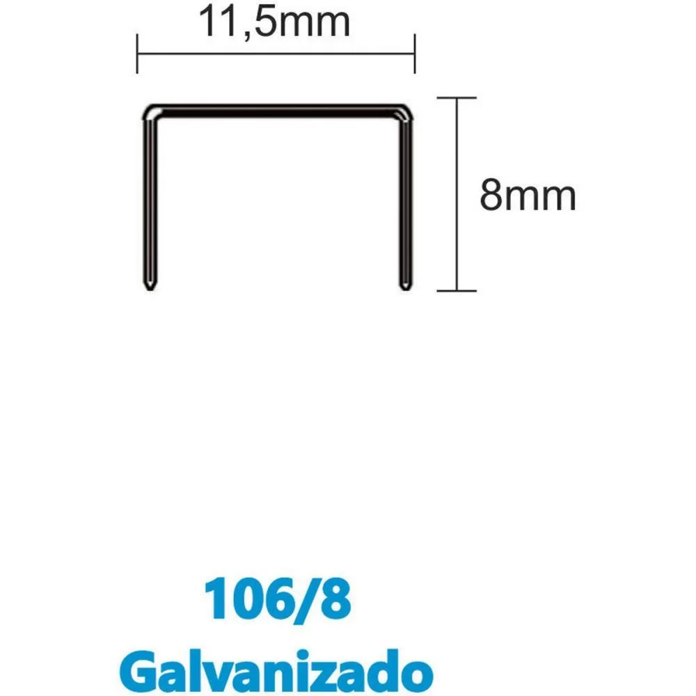 Grampo Para Grampeador 106/8 Galvanizado 2500 Grampos Bacchi (Caixa) - imagem 4