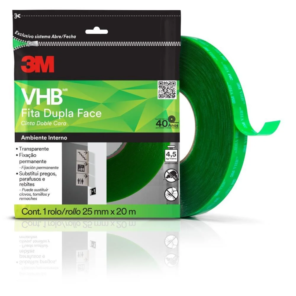 Fita Fixa Forte Vhb4910 Tranp/Verde 25Mmx20M 3M - imagem 3