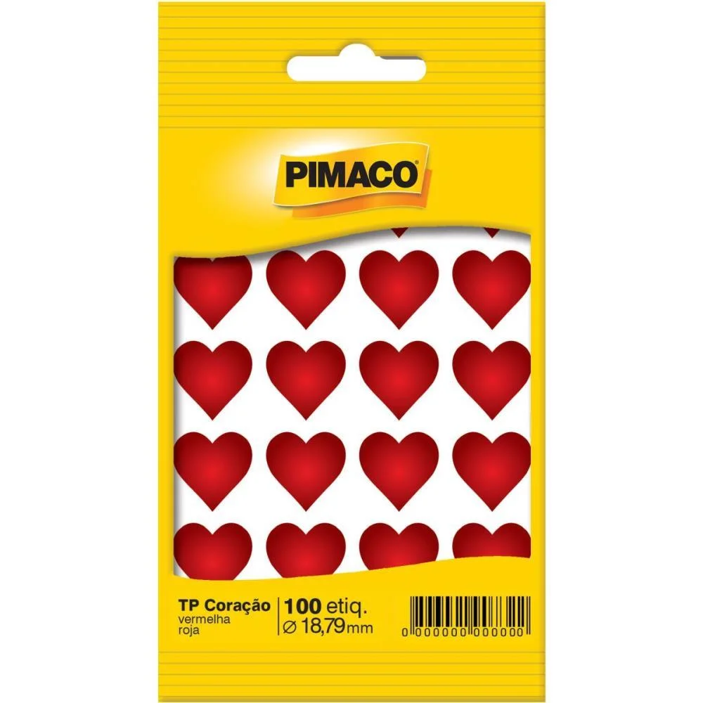 Etiqueta Lisa Com Formas Tp Coracao Vermelho 5 Fls Pimaco (Ct.c/20) - imagem 2