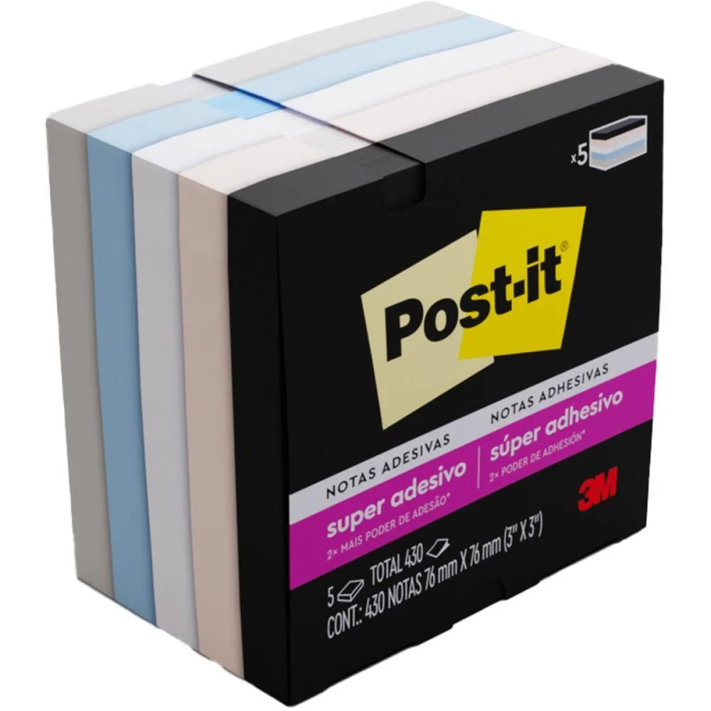 Bloco De Recado Post-It Colecao Serenidade 76X76Mm 3M (Pct.c/05) - imagem 3