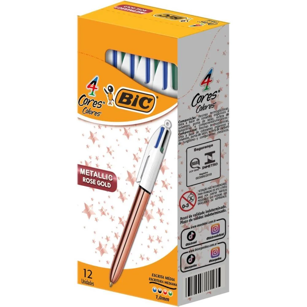 Caneta Esferografica Bic 4 Cores Rose Gold Bic (Cx.c/12) - imagem 3