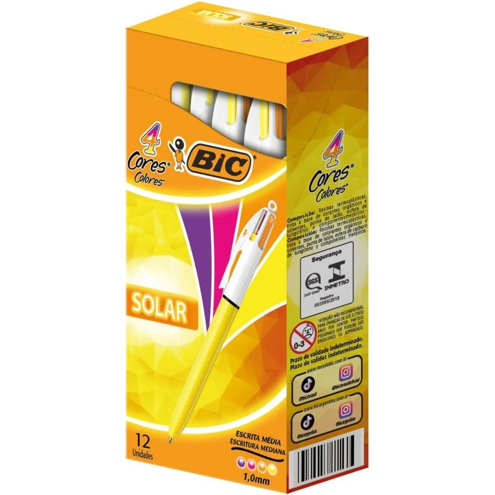 Caneta Esferografica Bic 4 Cores Solar Fashion Bic (Cx.c/12) - imagem 2