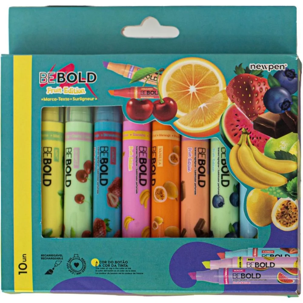 Caneta Marca Texto Bebold Fruits C/10 Cheirinhos Newpen (Estojo) - imagem 2