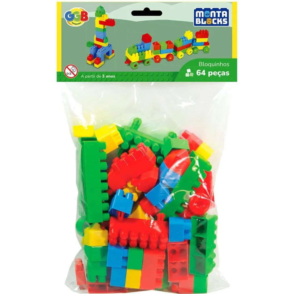 Brinquedo Para Montar Bloquinhos 64 Pecas Ggb Plast (Pacote) - imagem 3