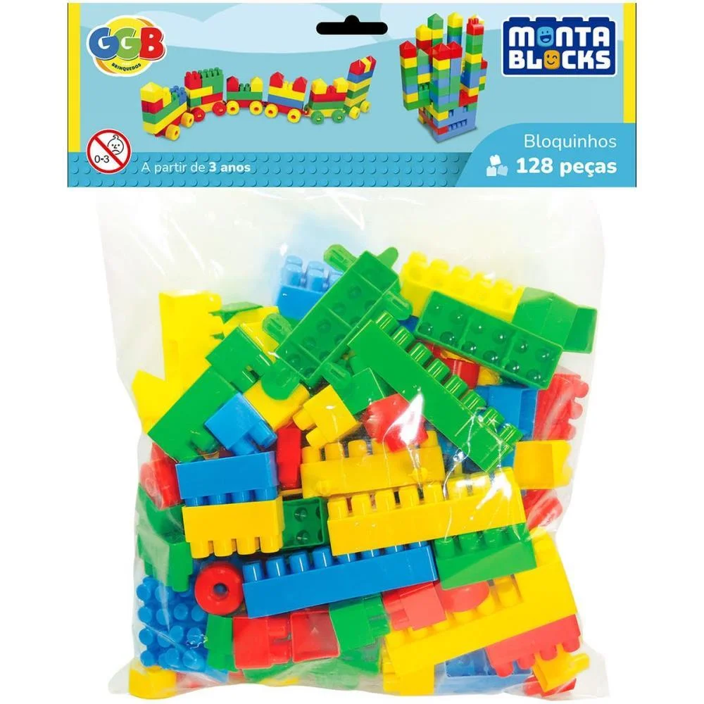 Brinquedo Para Montar Bloquinhos 128 Pecas Ggb Plast (Pacote) - imagem 2