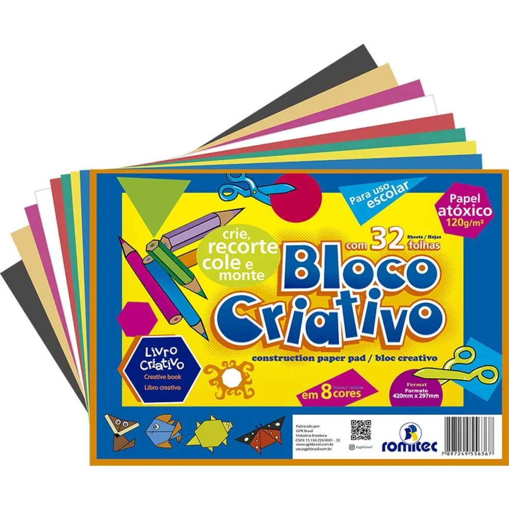 Bloco Para Educacao Artistica Criativo C/Livr.8C.a3 120G 32F Romitec - imagem 3