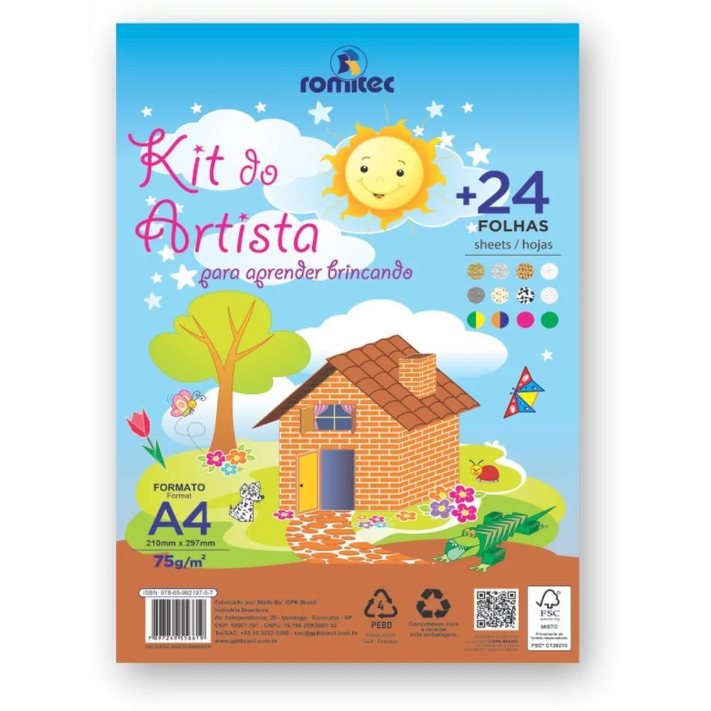 Bloco Para Educacao Artistica Kit Do Artista C/Livro A4 24F Romitec - imagem 2