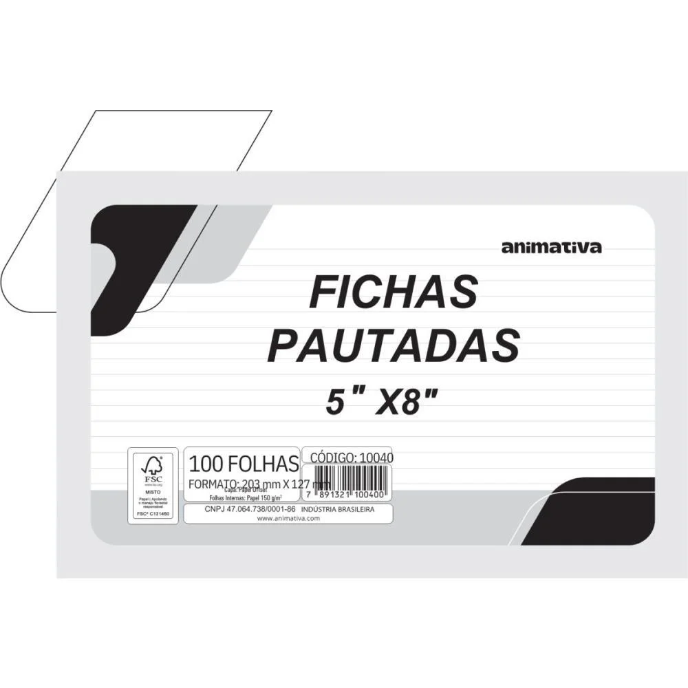 Ficha Pautada 5X8 12,7X20,3Cm Animativa (Pct/100) - imagem 3