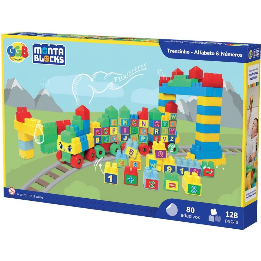 Brinquedo Para Montar Trenzinho/Alfab 128Pcs C/80Ade Ggb Plast - imagem 4