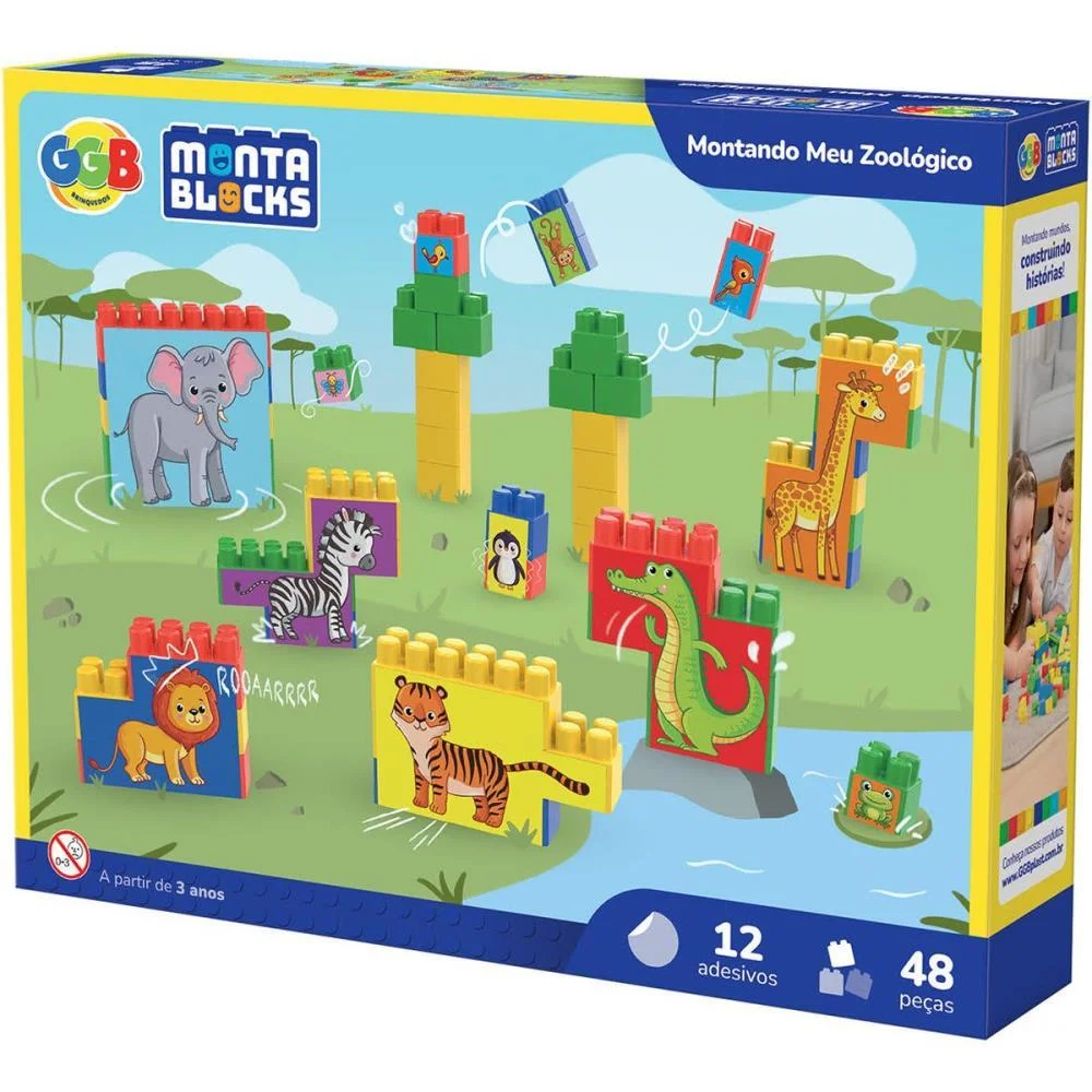 Brinquedo Para Montar Montando Meu Zoologico 48Pcs Ggb Plast - imagem 4