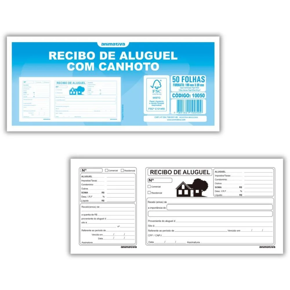 Impresso Recibo Aluguel Com Canhoto 50F Animativa (Pct.c/20) - imagem 3