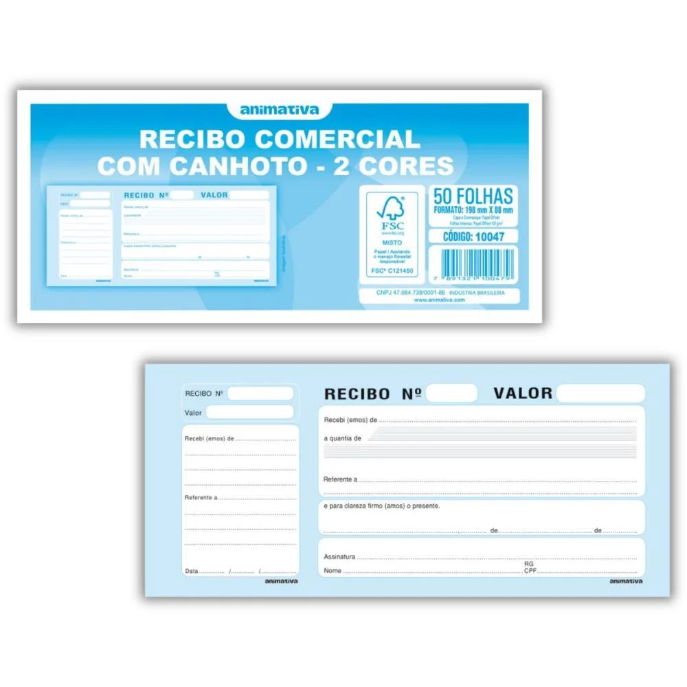 Impresso Recibo Comercial Com Canhoto 50F 2Cor Animativa (Pct.c/10) - imagem 2