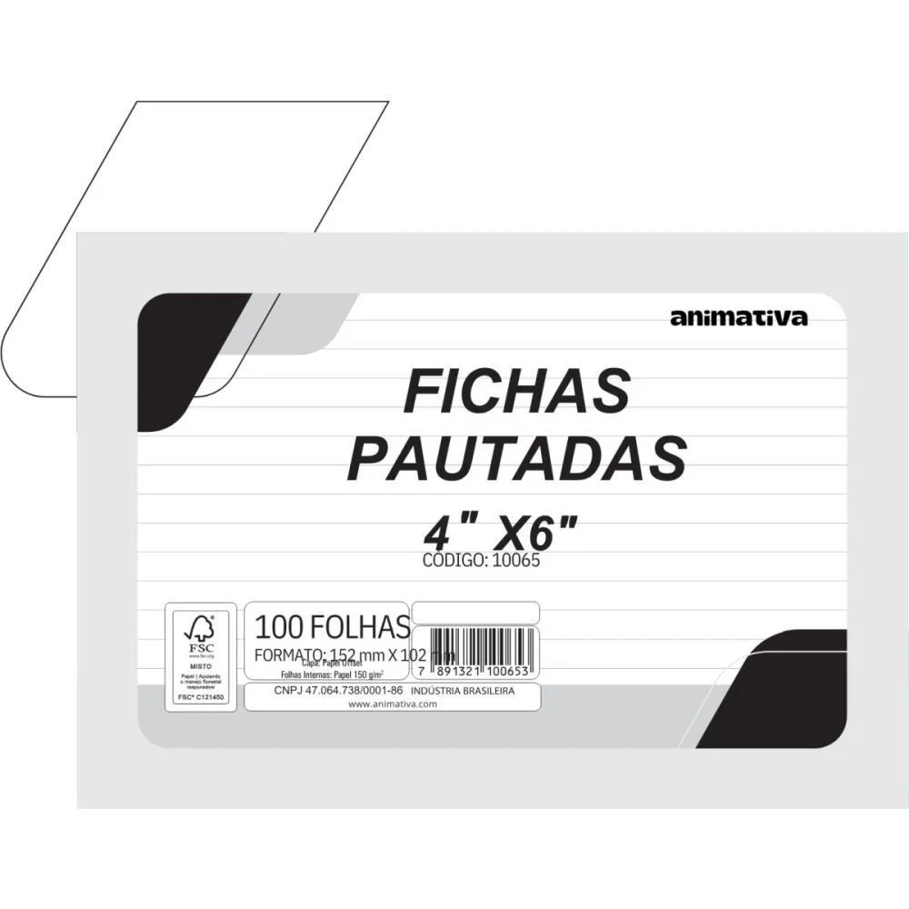 Ficha Pautada 4X6 152X102Mm Animativa (Pct/100) - imagem 3