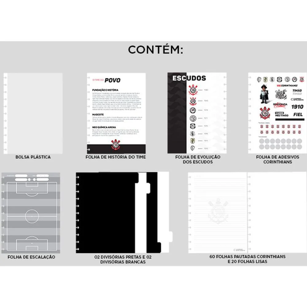 Caderno Inteligente Grande Corinthians Fiel 80Fls Caderno Inteligente - imagem 5