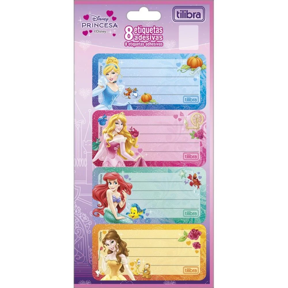Etiqueta Escolar Decorada Princesas C/8Etiq. 100X208Mm Tilibra (Pct.c/10) - imagem 2