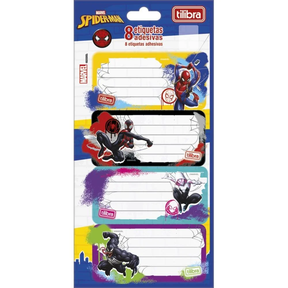 Etiqueta Escolar Decorada Spider Man C/8Etiq. 100X208Mm Tilibra (Pct.c/10) - imagem 2