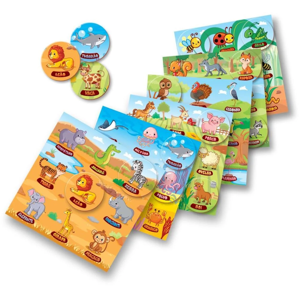 Jogo De Bingo Bingo Dos Animais 54Pcs/6Carte Ggb Plast - imagem 3