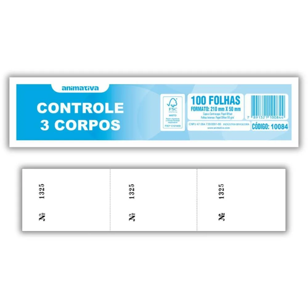 Impresso Talao Controle 3 Corpos 100F. 5X21 Animativa (Pct.c/10) - imagem 2