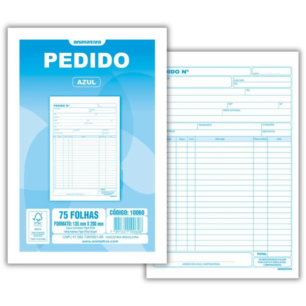 Impresso Talao De Pedido 1/18 1 Via 75 Folhas Animativa (Pct.c/10) - imagem 3