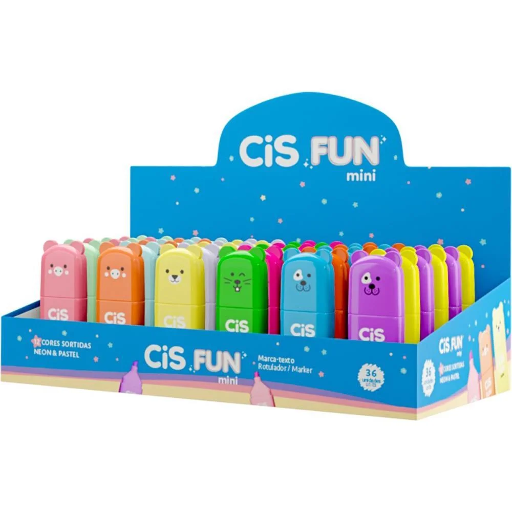 Caneta Marca Texto Cis Fun Mini 12 Cores Sortidas Sertic C/ 36 Unidades - imagem 5