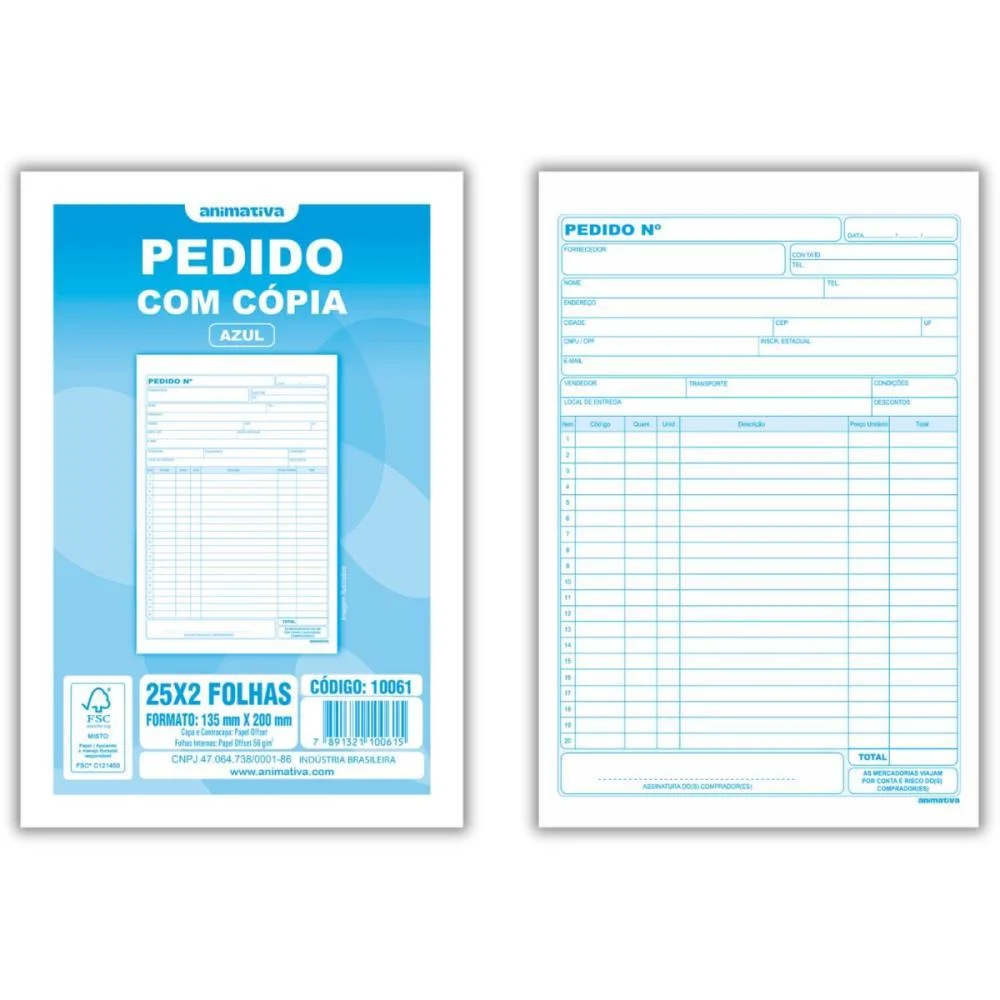 Impresso Talao De Pedido 1/18 2 Vias 25 Folhas 137X207 Animativa (Pct.c/20) - imagem 2