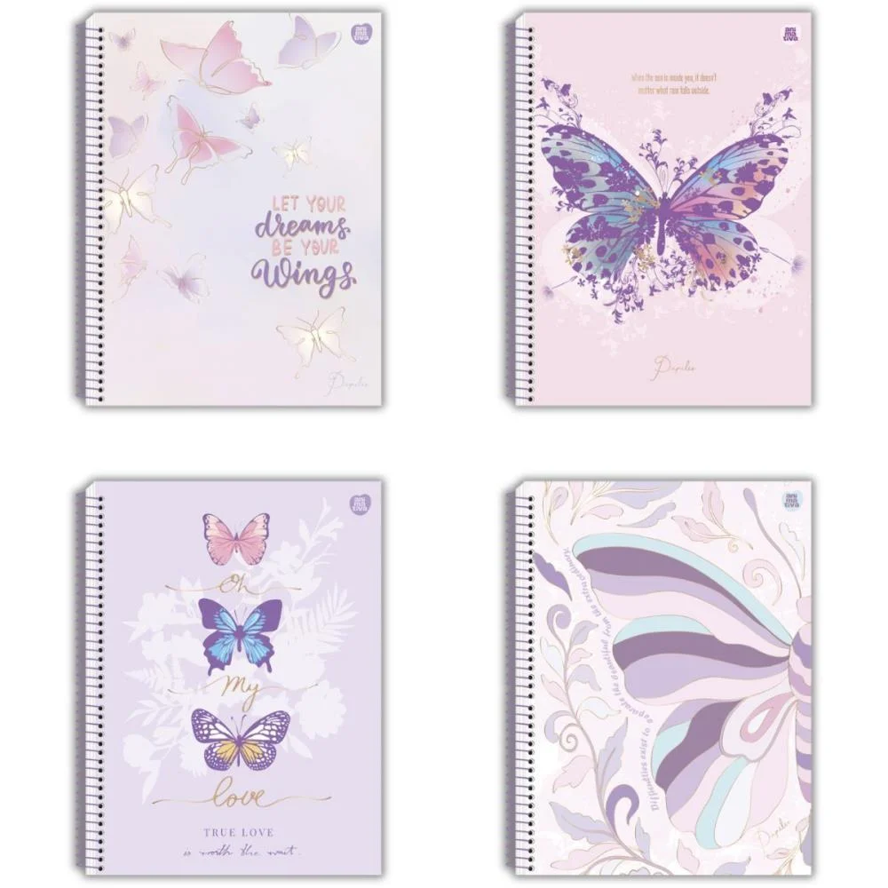 Caderno 10X1 Capa Dura Papilio Holografico 160F Animativa (Pct.c/04) - imagem 6