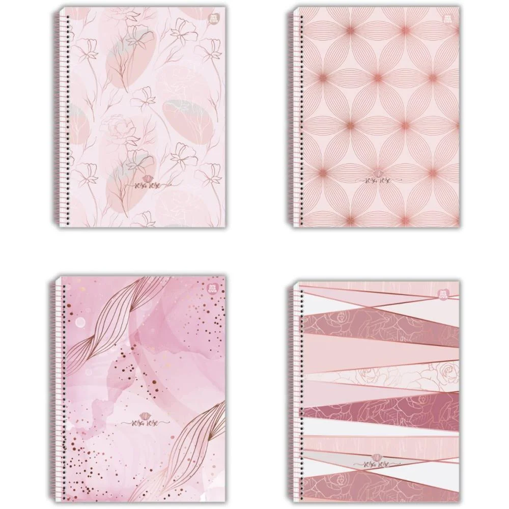 Caderno 10X1 Capa Dura Rosa Rose 160F Animativa (Pct.c/04) - imagem 2