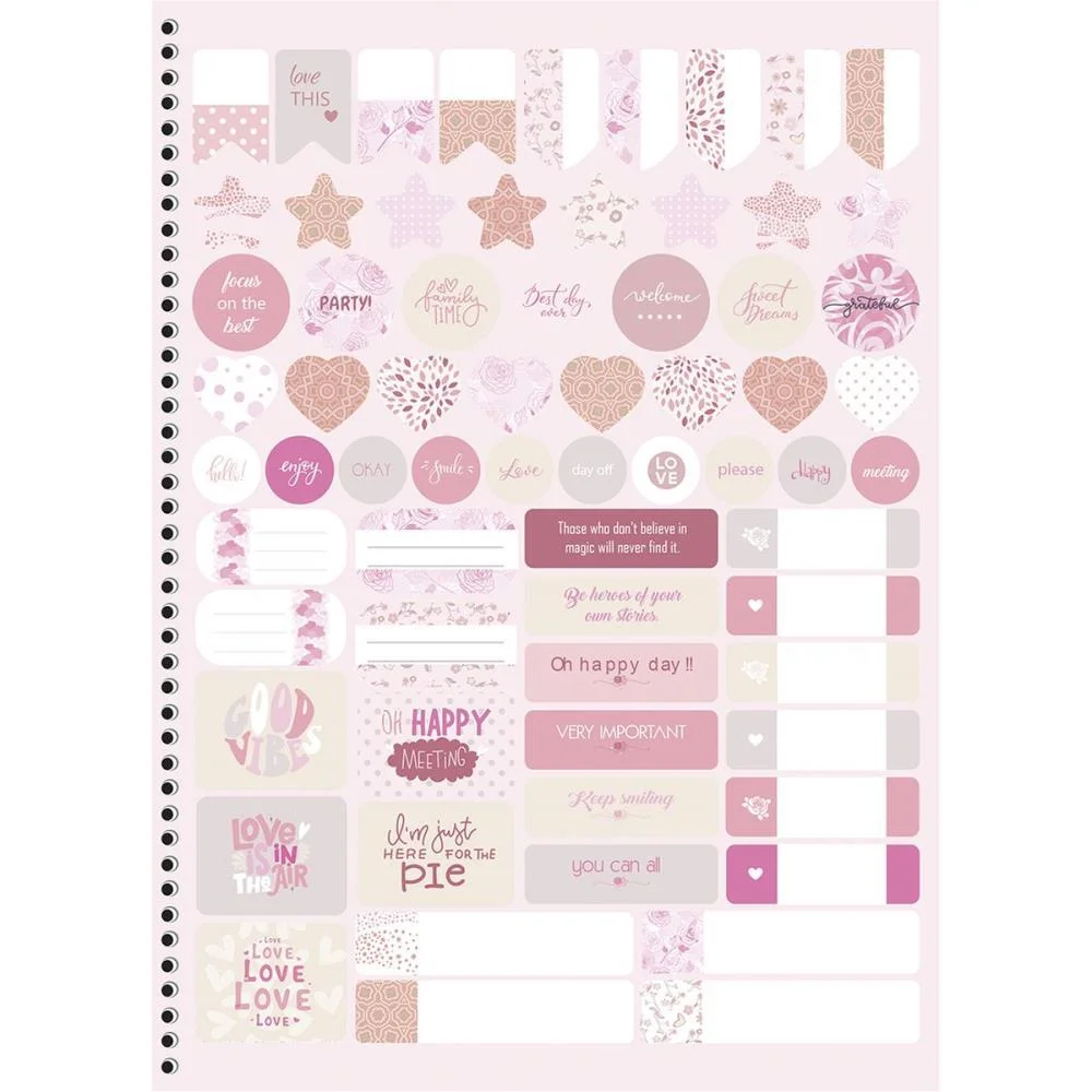 Caderno 10X1 Capa Dura Rosa Rose 160F Animativa (Pct.c/04) - imagem 3