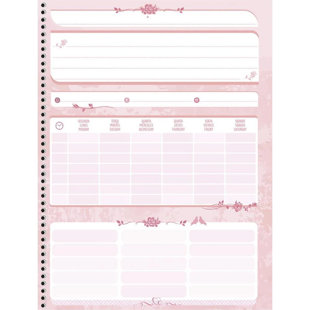 Caderno 10X1 Capa Dura Rosa Rose 160F Animativa (Pct.c/04) - imagem 5