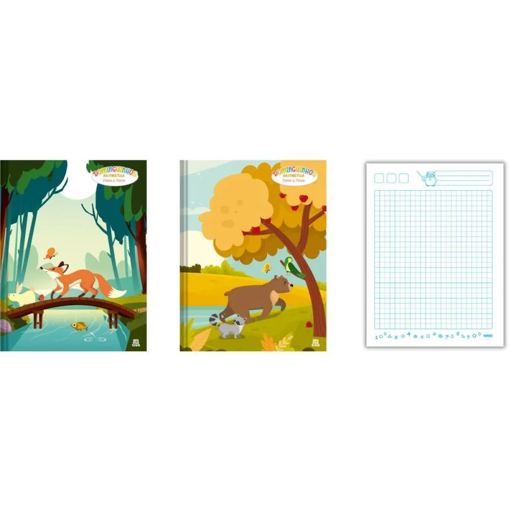 Caderno Quadriculado Univers. Dominguinhos Cost. 07X07Mm 40F Animativa (Pct.c/05) - imagem 2
