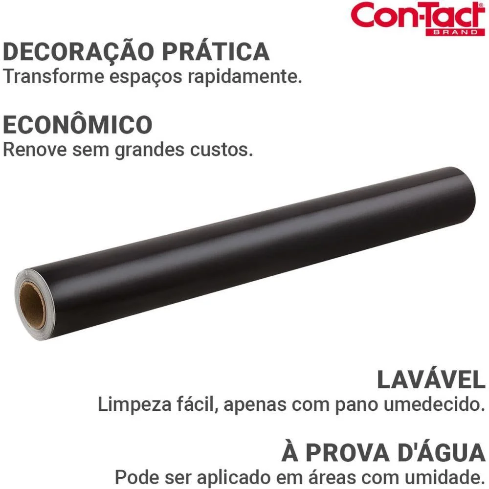 Contact Liso 45Cmx10M Brilho Preto Contact (Rolo) - imagem 2