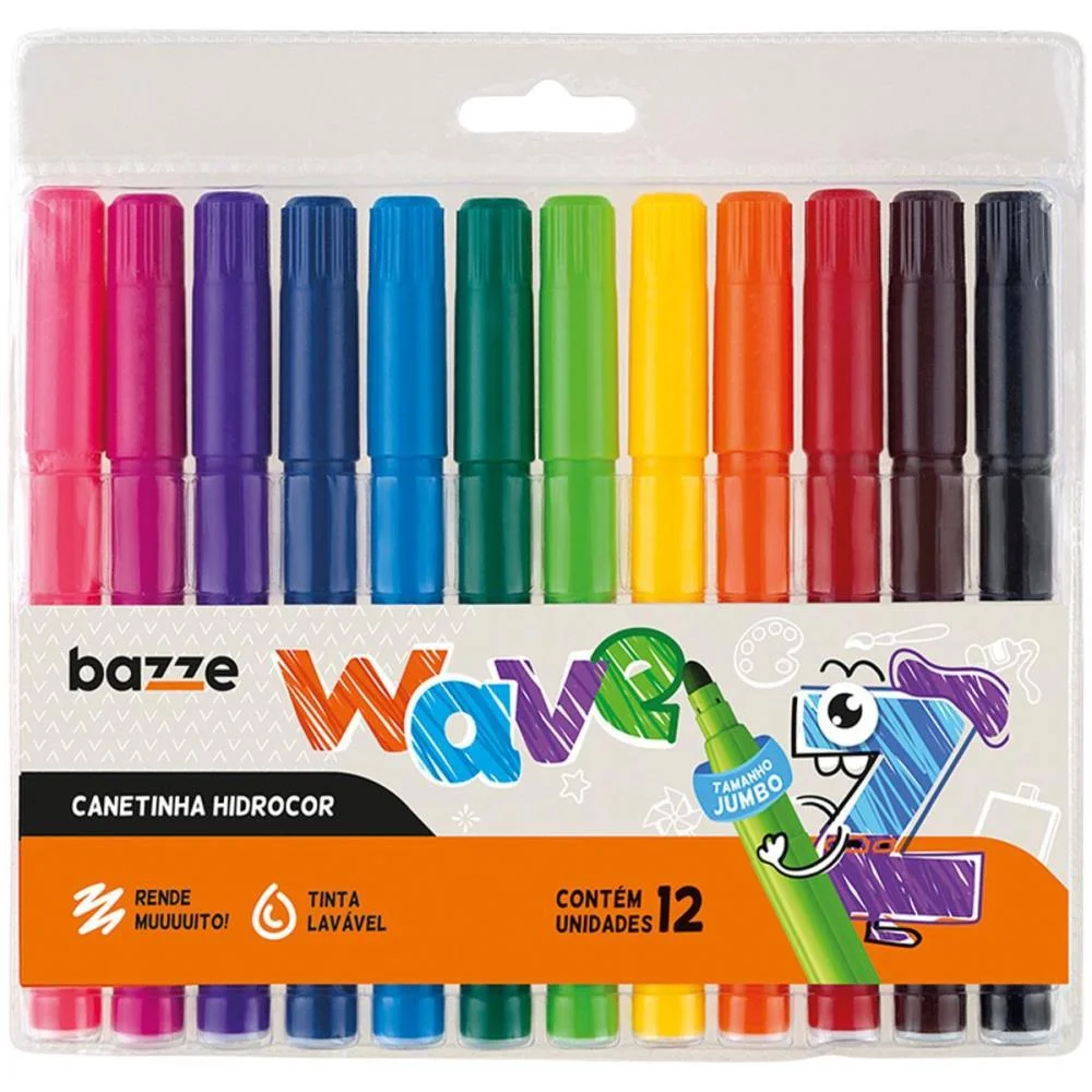 Caneta Hidrografica Jumbo Bazze Wave 12 Cores Summit (Pct.c/12) - imagem 3