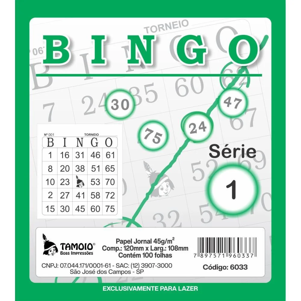 Bloco Para Bingo Verde 120X108Mm 100F Jornal Tamoio (Pct.c/15) - imagem 4