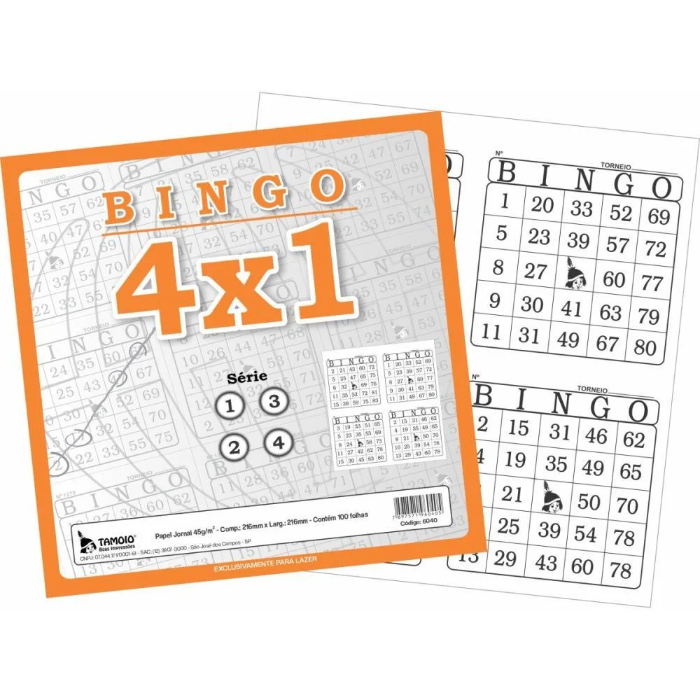 Bloco Para Bingo Bingao Jornal 4X1 100 Folhas Tamoio (Pct.c/06) - imagem 3