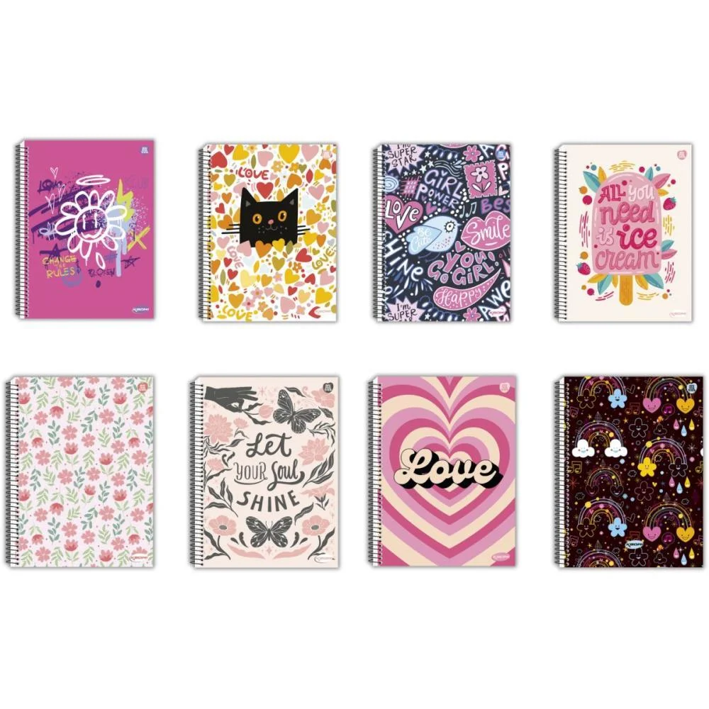 Caderno Espiral Pequeno Capa Dura Kbom Feminino 96F Animativa (Pct.c/10) - imagem 2