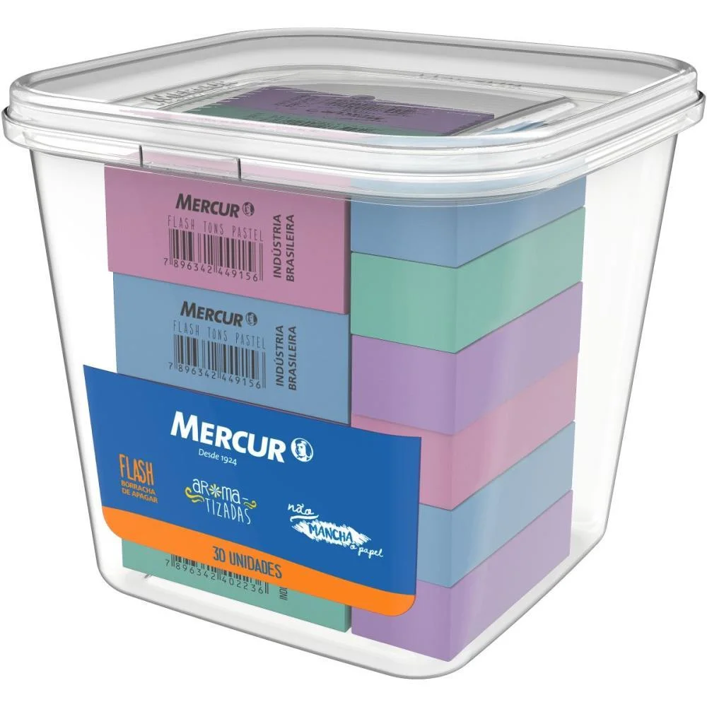 Borracha Colorida Tr Flash Pastel Sortida Mercur (Pote-30) - imagem 2