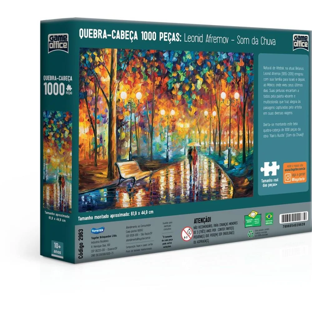Quebra-Cabeca Cartonado Som Da Chuva 1000 Pcs Toyster - imagem 7