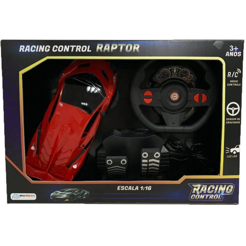 Carrinho Controle Remoto Racing Control Raptor Vermelho Multikids - imagem 4
