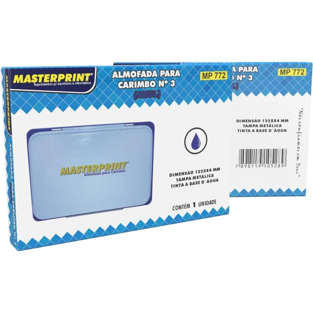 Almofada Carimbo N.3 Mp 772 Azul Tampa Metal Masterprint - imagem 4