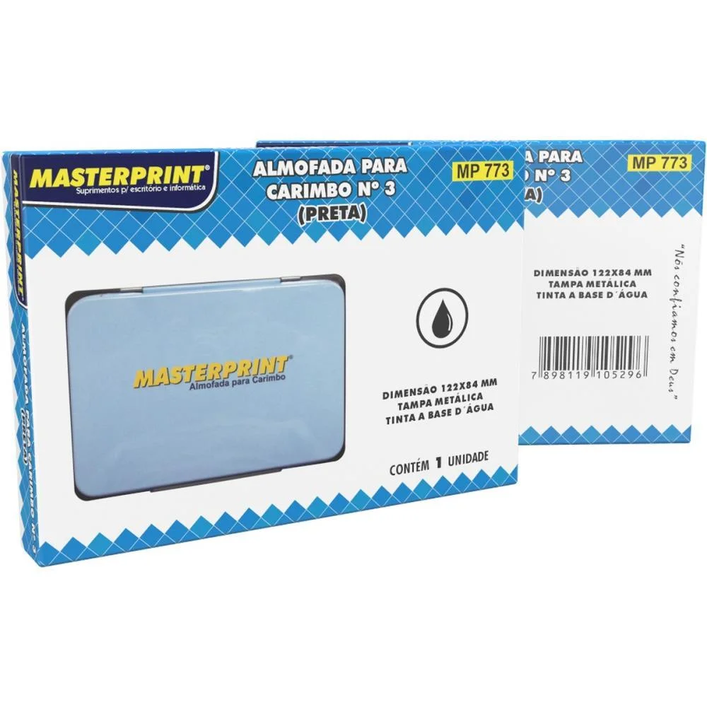 Almofada Carimbo N.3 Mp 773 Preto Tampa Metal Masterprint - imagem 4