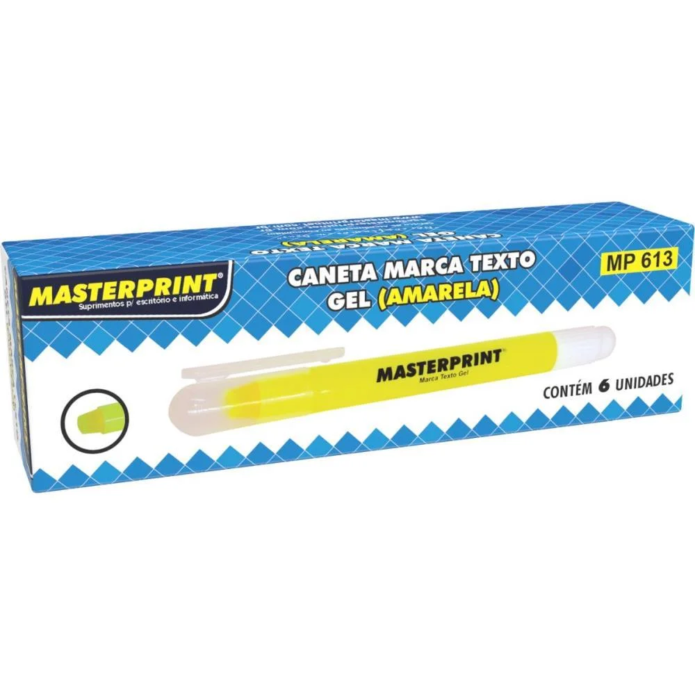 Caneta Marca Texto Gel Mp 613 Amarela Gel Masterprint (Cx.c/06) - imagem 3