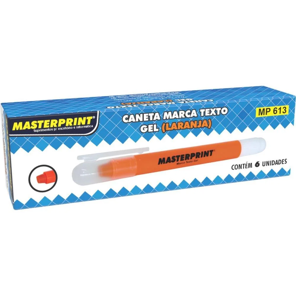Caneta Marca Texto Gel Mp 613 Laranja Gel Masterprint (Cx.c/06) - imagem 3