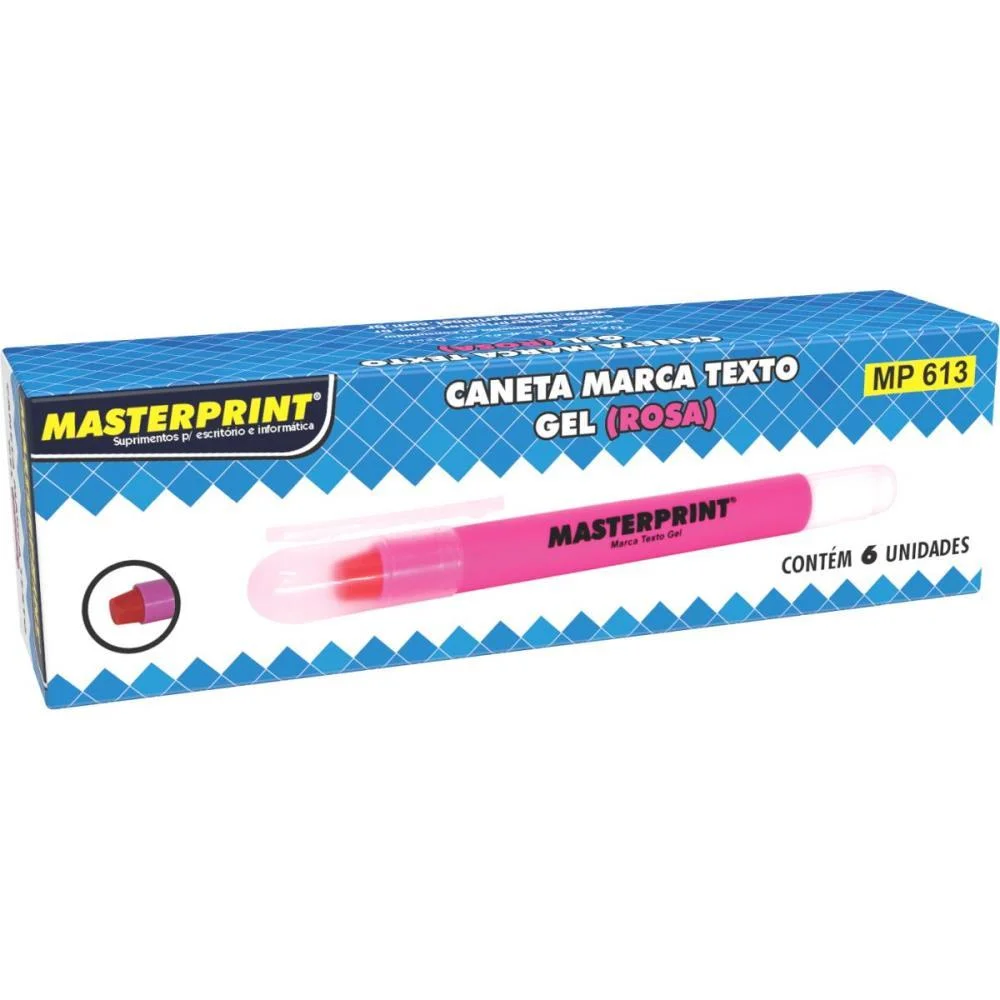Caneta Marca Texto Gel Mp 613 Rosa Gel Masterprint (Cx.c/06) - imagem 3