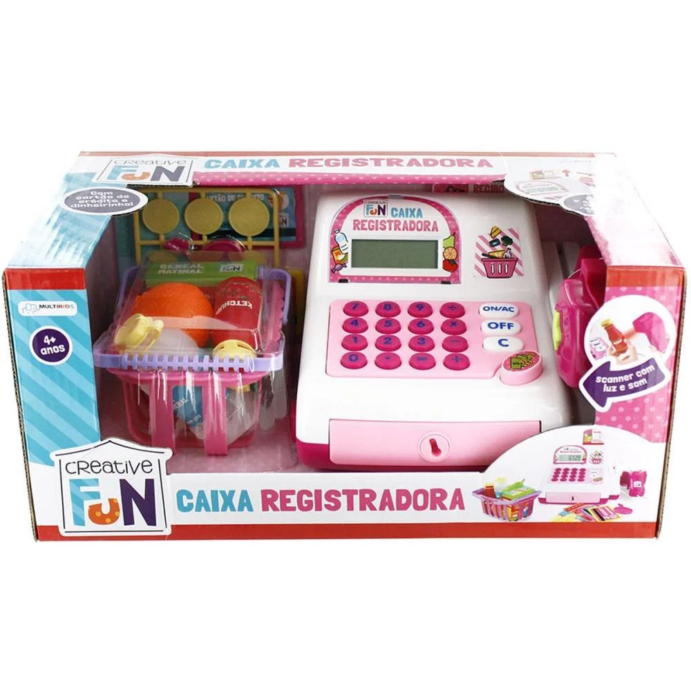 Brincando De Profissoes Caixa Registradora Rosa Multikids - imagem 5