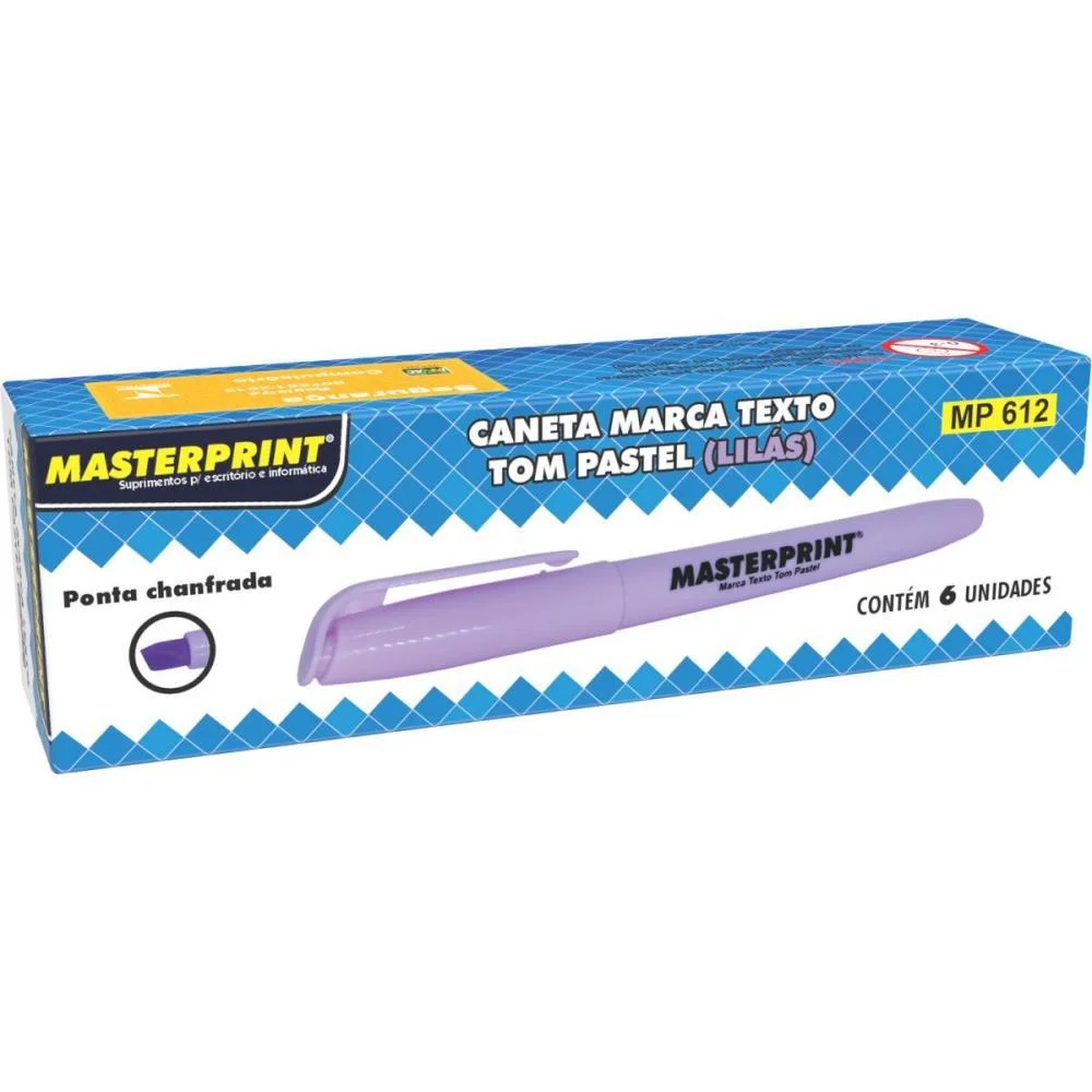 Caneta Marca Texto Mp 612 Pastel Lilas Masterprint (Cx.c/06) - imagem 3