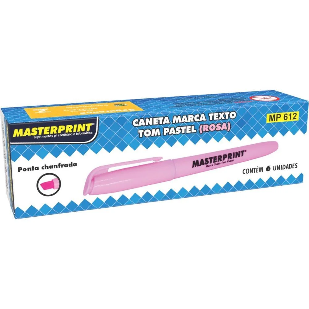 Caneta Marca Texto Mp 612 Pastel Rosa Masterprint (Cx.c/06) - imagem 2
