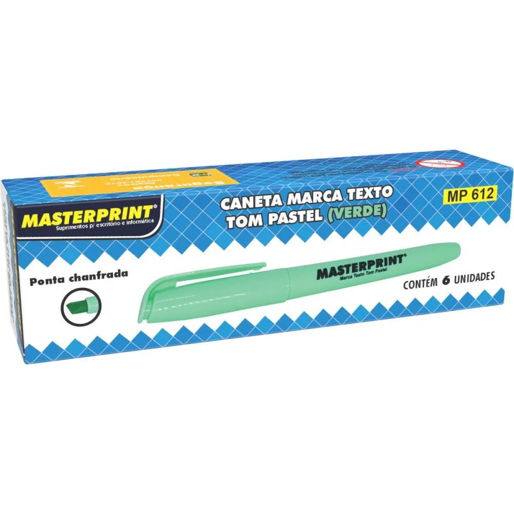 Caneta Marca Texto Mp 612 Pastel Verde Masterprint (Cx.c/06) - imagem 3