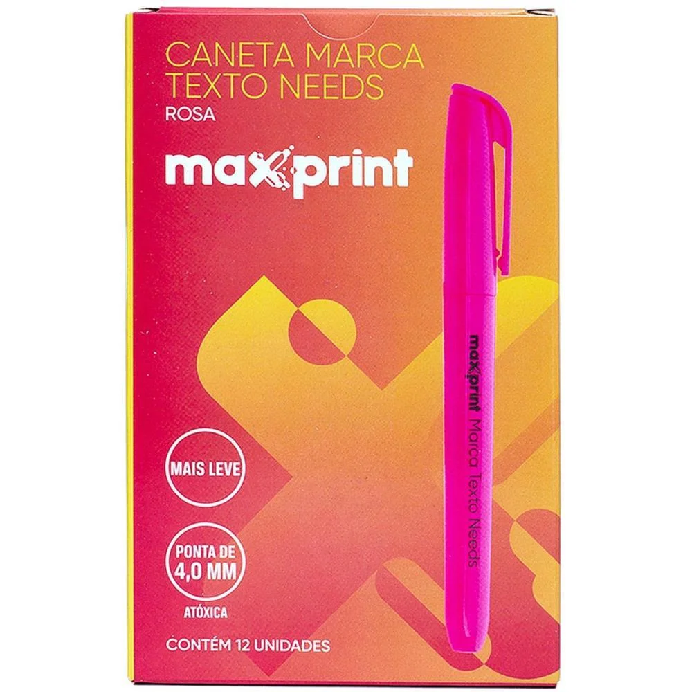 Caneta Marca Texto Needs Rosa Maxprint (Cx.c/12) - imagem 2