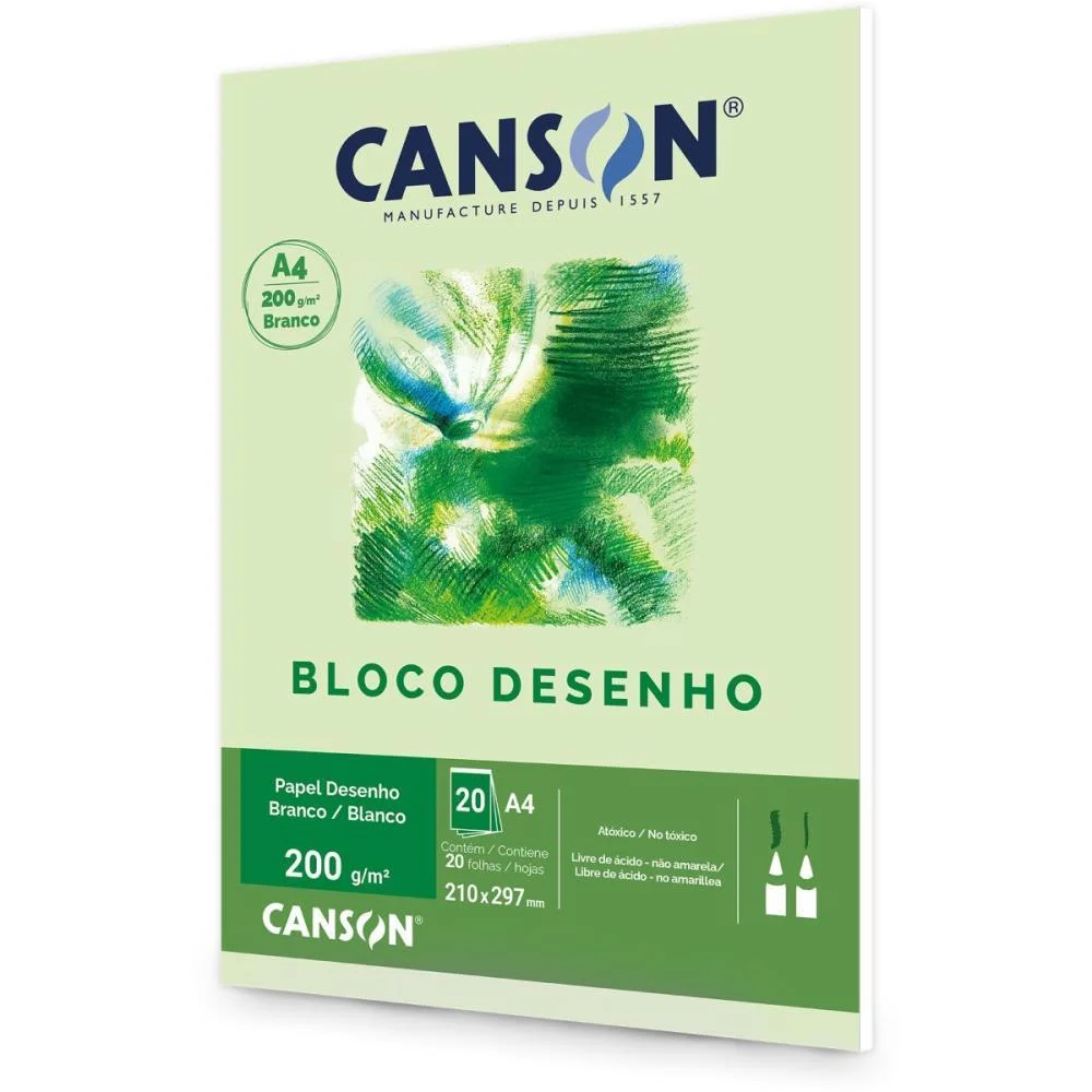 Bloco Para Educacao Artistica Desenho A4 200G 20Fls Branco Canson (Bloco) - imagem 3